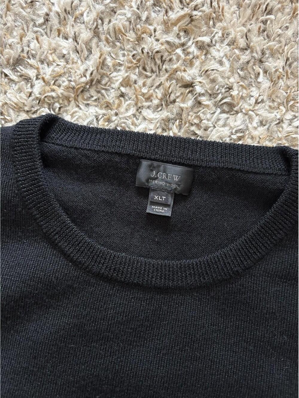 J. Crew Women's Black 100% Merino Wool Sweater Long Sleeve Layering Size XLT - Picture 6 of 9